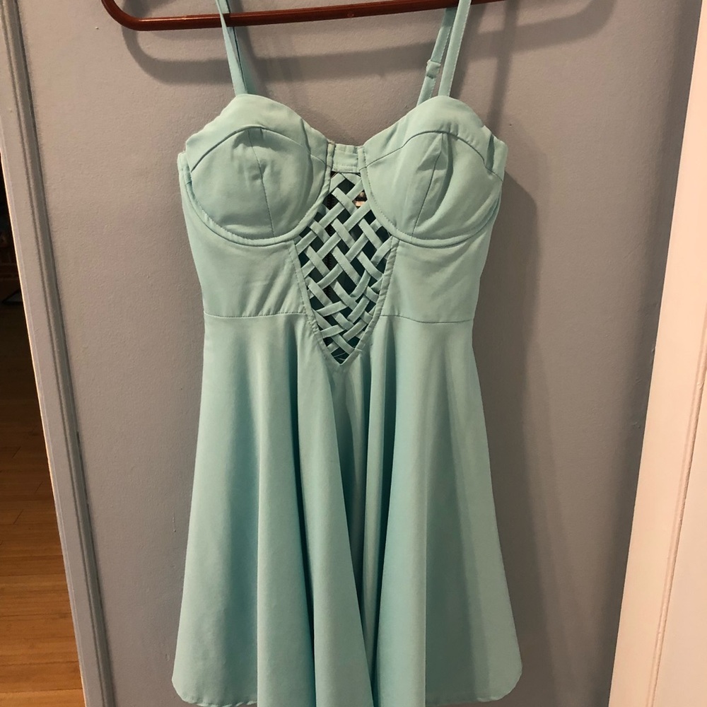 Emma in the world green mini dress cut out s